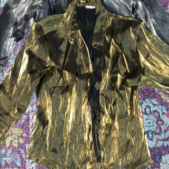 2 Shiny Button Blouses - Picture 3 of 6